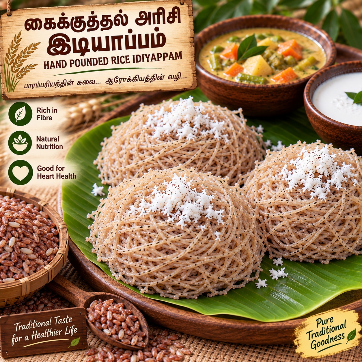 Kai Kuththal Rice Idiyappam ( 5pcs )